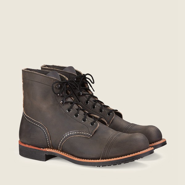 Red Wing Heritage Boots Dark Grey - Red Wing Mens Iron Ranger - 6-inch Rough & Tough Leather - RAHMI